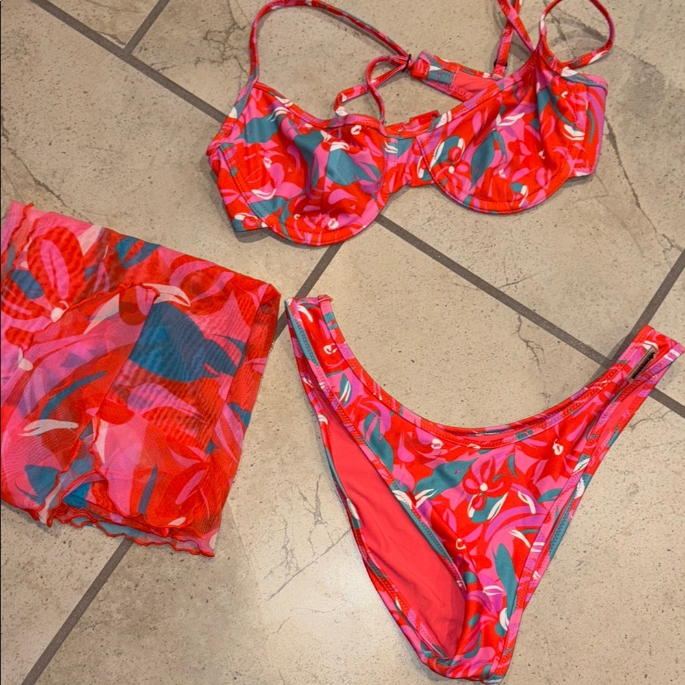 Blackbough Red Floral Bikini Set